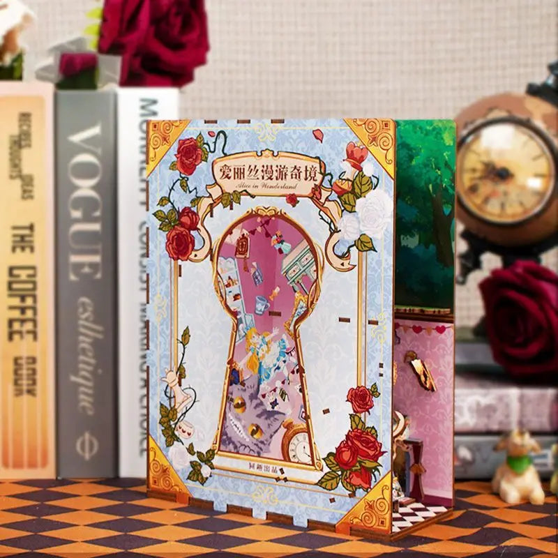 «Alice in Wonderland» – DIY Wooden Book Nook & Bookshelf Insert Kit