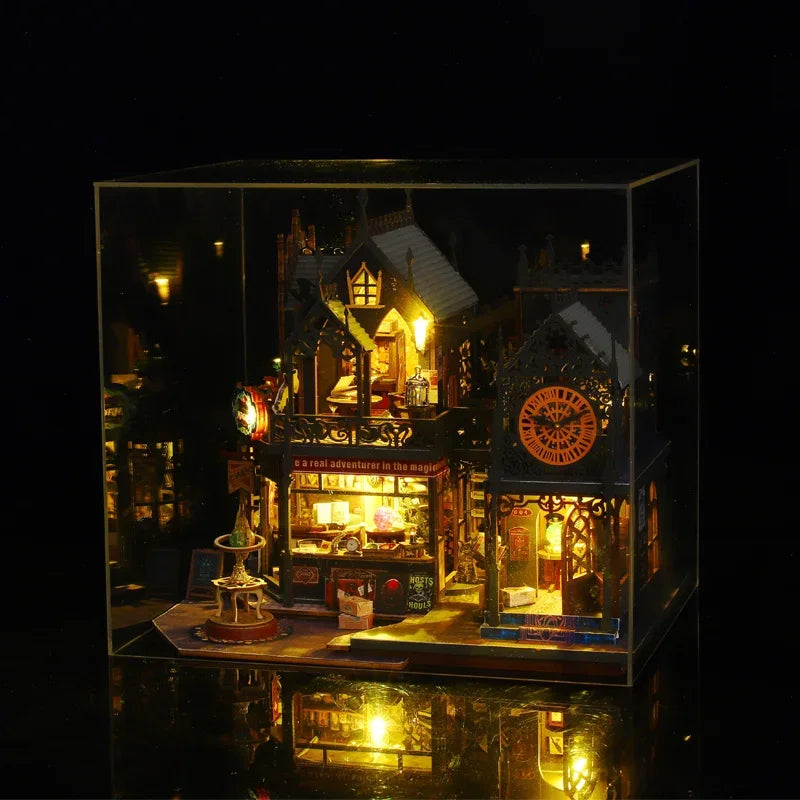 «Holo Magic City» – DIY Wooden Miniature Dollhouse Kit with LED Lights