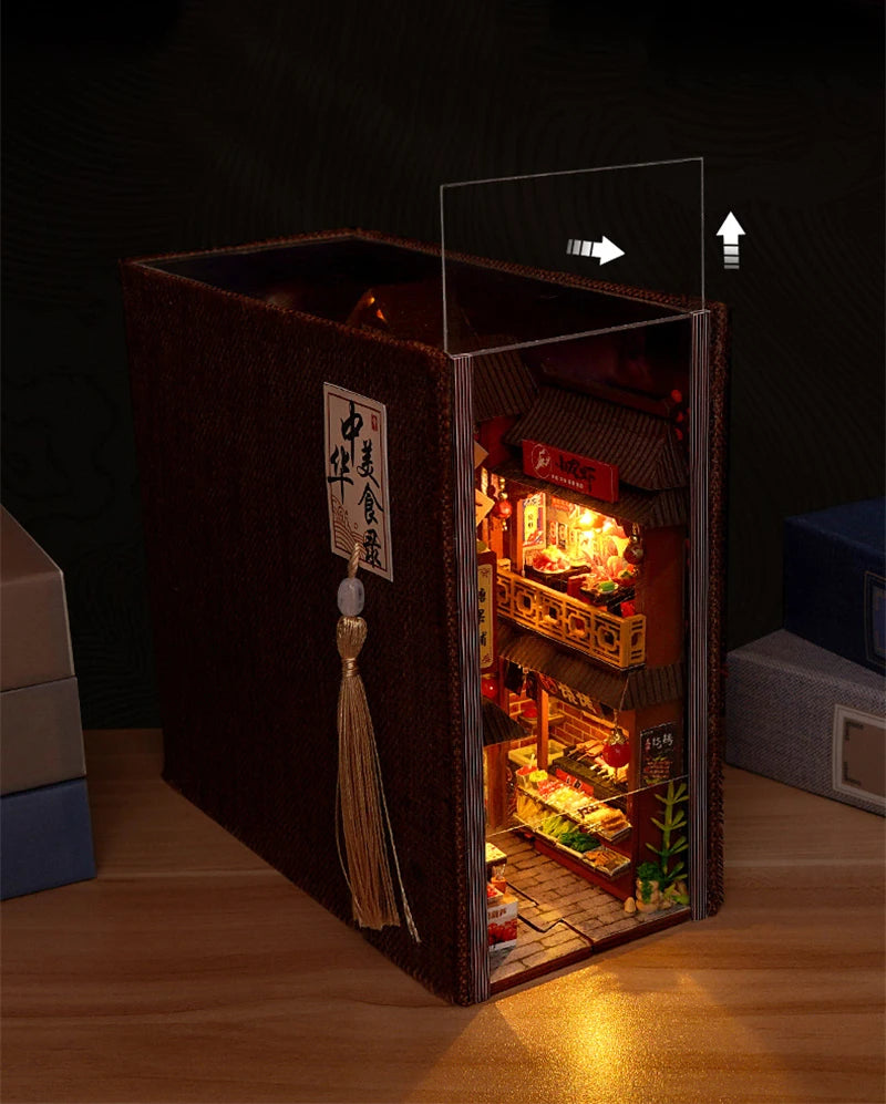 «Chinese Food Street» – DIY Wooden Book Nook & 3D Puzzle Kit