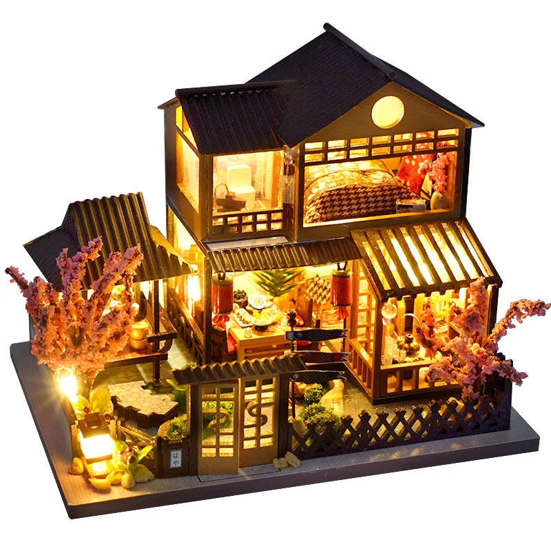 «Mini Wooden Dollhouse» – DIY Kit with Furniture & Lights