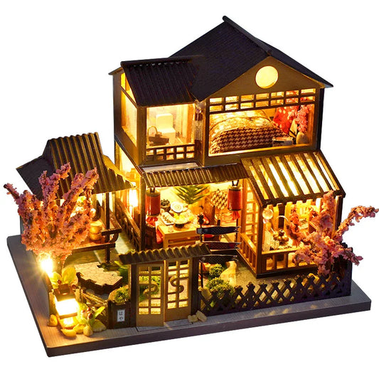 «Mini Wooden Dollhouse» – DIY Kit with Furniture & Lights