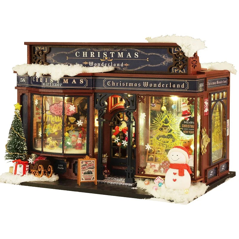 3D Puzzle Christmas House – DIY Wooden Miniature Kit