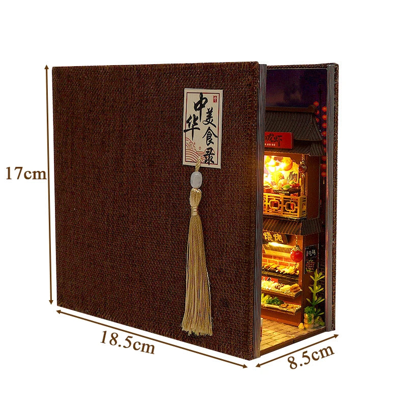 «Chinese Food Street» – DIY Wooden Book Nook & 3D Puzzle Kit