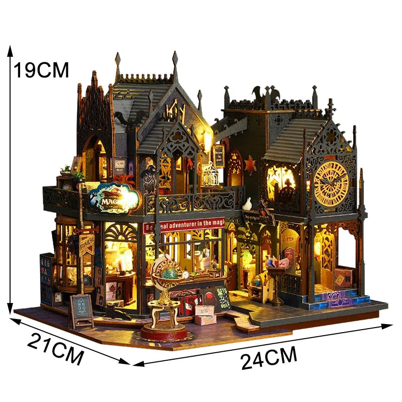 «Holo Magic City» – DIY Wooden Miniature Dollhouse Kit with LED Lights