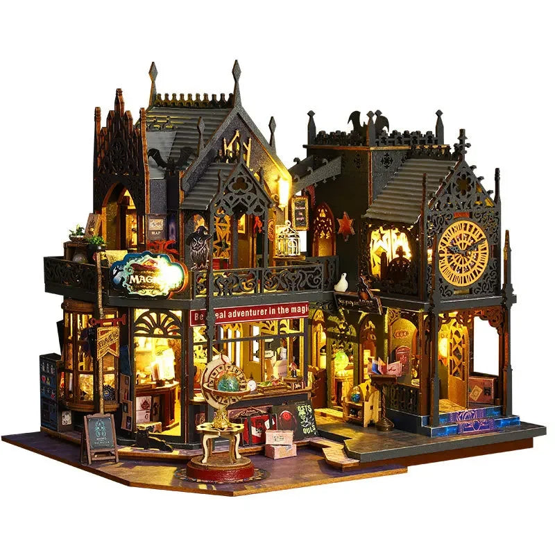 «Holo Magic City» – DIY Wooden Miniature Dollhouse Kit with LED Lights