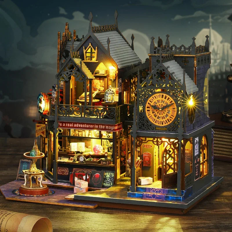 «Holo Magic City» – DIY Wooden Miniature Dollhouse Kit with LED Lights