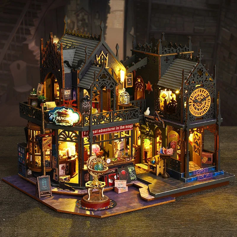 «Holo Magic City» – DIY Wooden Miniature Dollhouse Kit with LED Lights